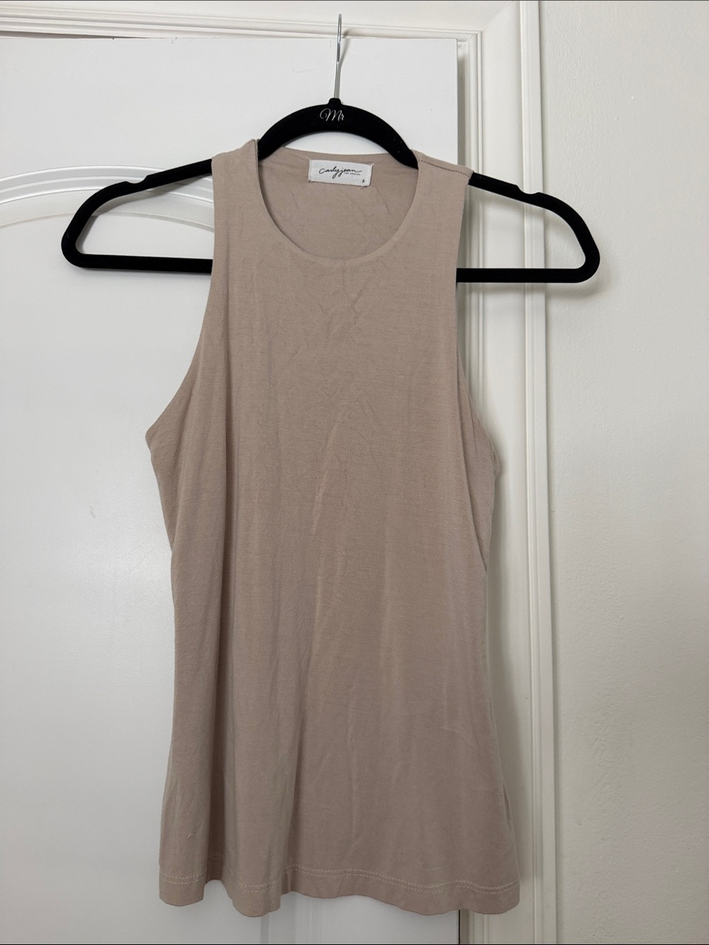 Carly Jean Los Angeles Scoop Neck Tank in Light Taupe